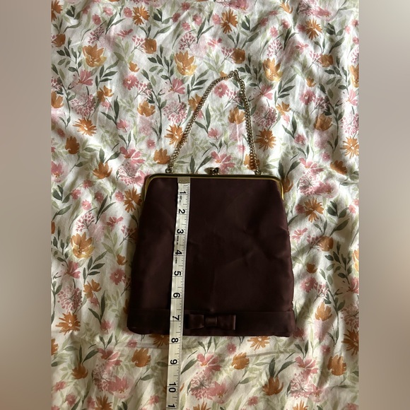 Vintage Unger Burgundy Satin Kiss Lock Clutch w/ Chain Strap - Picture 7 of 9